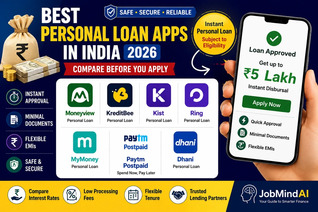 Personal Loan Apps in India 2026: Moneyview, KreditBee, Ring, MyMoney, Paytm Postpaid, Dhani & More Last Updated: July 2026 Best Personal Loan apply online process