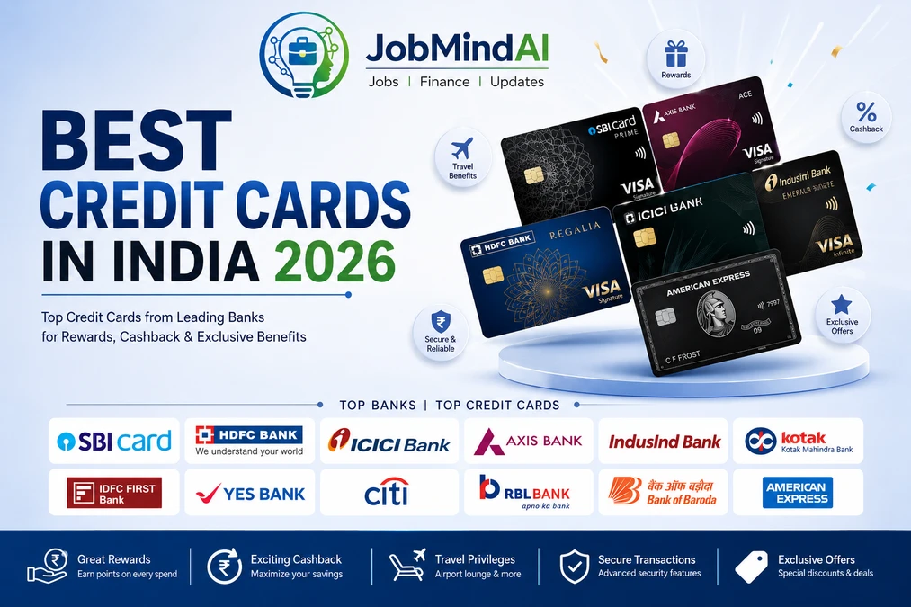 Best Credit Cards in India 2026 comparison with top bank credit cards by JobMindAI